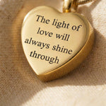 Heart Cremation Necklace tone comparison showing gold, silver and rose gold finish