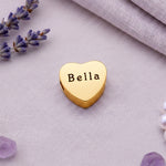 belle fever gold engraved heart charm for Moments bracelet, custom name bead designed to fit European style jewelry