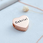 belle fever custom engraved heart charm bead in rose gold, Moments bracelet charm compatible with European style jewelry