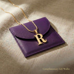 Initial Necklace displayed with gift wallet packaging, personalised jewellery gift option