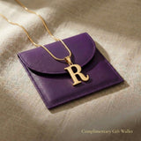 Initial Necklace displayed with gift wallet packaging, personalised jewellery gift option