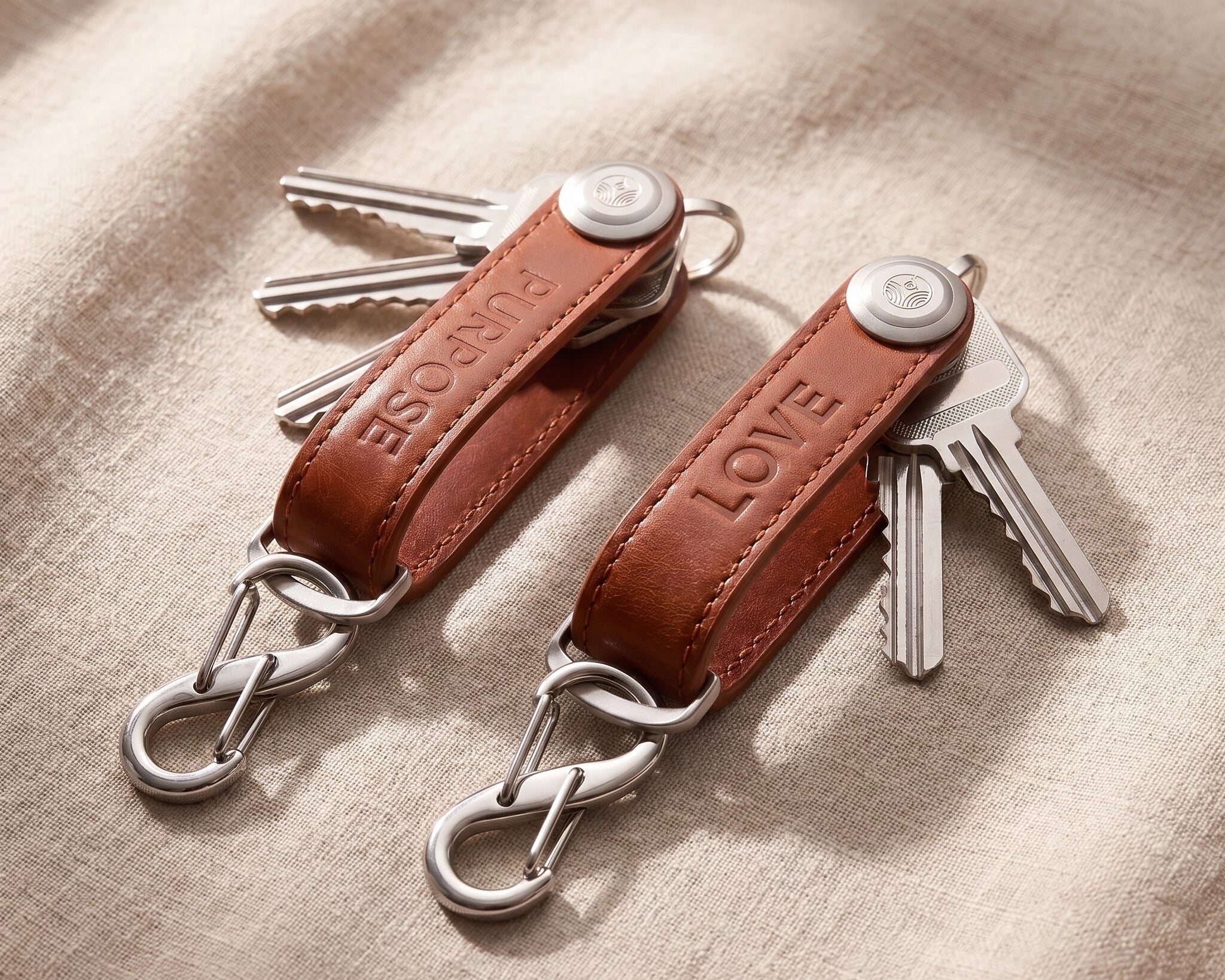Leather key organizer with multiple keys attached, compact everyday carry accessory for organised key storage