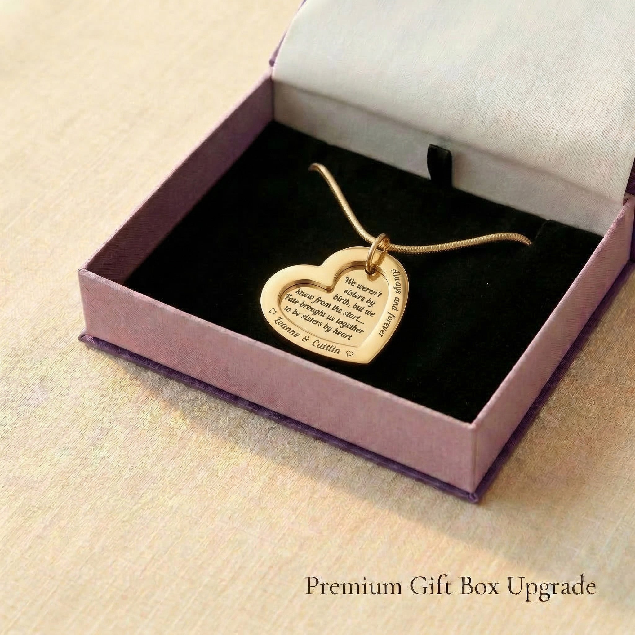 Love Forever Necklace in premium gift box with engraved heart pendant, meaningful jewellery gift