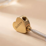Heart-shaped cremation charm for Moments Bracelet with personalized engraving and memorial jewelry design