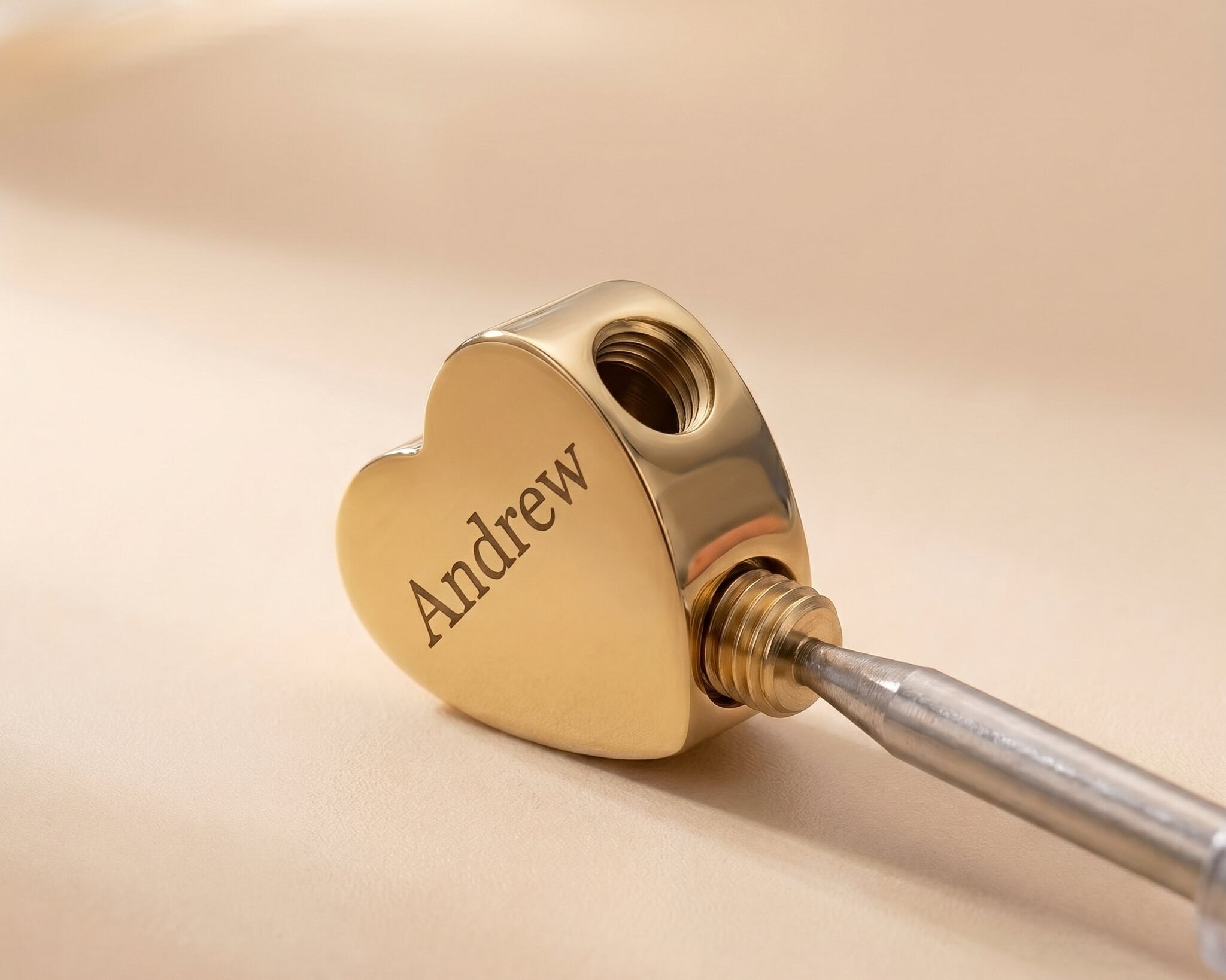 Heart-shaped cremation charm for Moments Bracelet with personalized engraving and memorial jewelry design