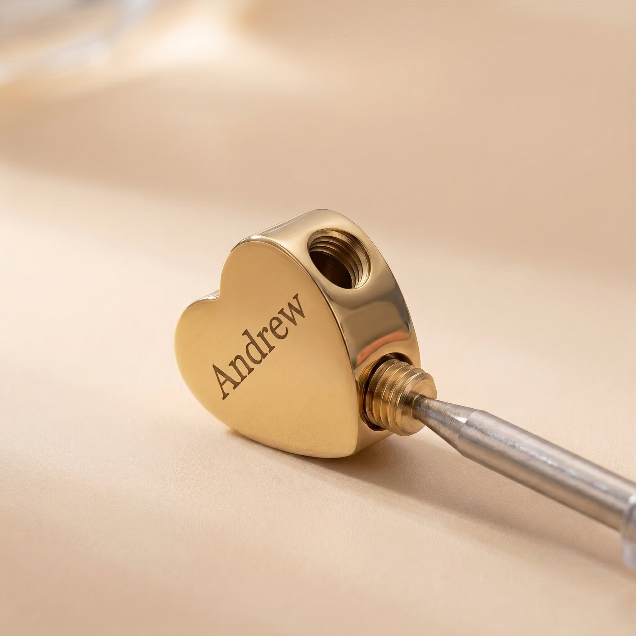 Heart-shaped cremation charm for Moments Bracelet with personalized engraving and memorial jewelry design