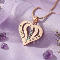 belle fever personalized love heart necklace with engraved name pendant and birthstones, sentimental keepsake jewelry