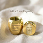 Mini Personalised Keepsake Urn showing engraving photo options and custom message detail