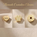 Moments charm bracelet option showing cremation charm and symbolic keepsake inserts