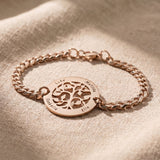 Tree of life bracelet in rose gold with detailed family symbol design, sentimental keepsake bracelet gift