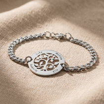 Tree of life bracelet in silver with symbolic family design, meaningful jewellery gift for her