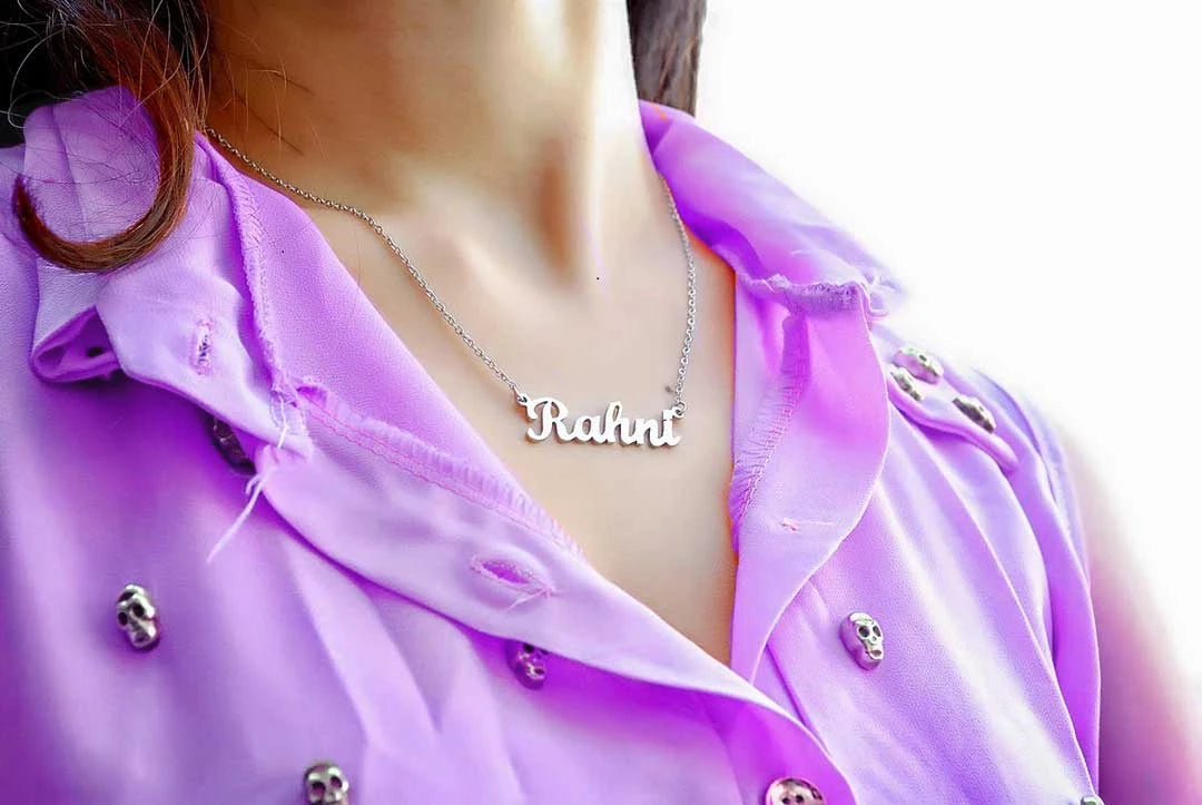 Silver Name Necklace with name Rahni handcrafted by Belle Fever Handcrafted Jewellery