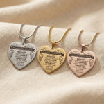 Personalised heart necklace tone comparison showing gold, silver and rose gold finishes