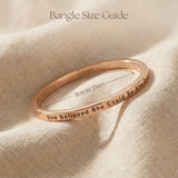 Personalised inspirational bangle size guide showing bracelet dimensions