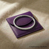 Personalised inspirational bangle displayed with gift wallet packaging, meaningful jewellery gift