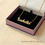 Personalised name necklace presented in elegant jewelry gift box packaging