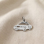 Silver police car charm for keyring honoring law enforcement, service, and meaningful appreciation gifts
