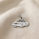 Silver police car charm for keyring honoring law enforcement, service, and meaningful appreciation gifts