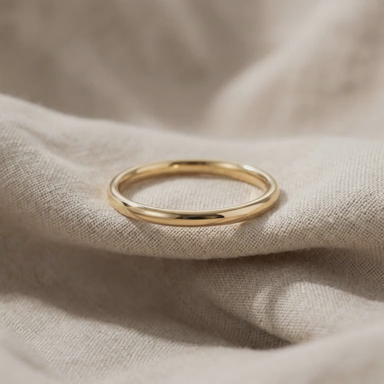Classic band ring with smooth polished finish shown in close-up product view