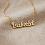 Product video showing personalised name necklace with script name pendant and customization options