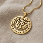 Product video showing My Family Tree necklace with circular pendant and tree design details