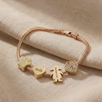 Video showing moments charm bracelet with interchangeable inserts and polished finish