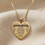 Video showing personalised heart necklace with engraved message and polished finish detail
