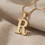 Initial Necklace with letter pendant shown in close-up product view