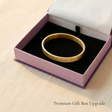 Personalised promise bangle in gift box, engraved message jewellery gift