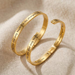 Personalised promise bangle with engraved message in classic smooth band design