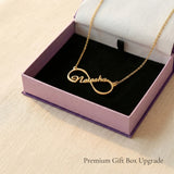 Single infinity name necklace in premium gift box, personalised jewellery gift idea