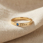 Personalised stackable ring with engraved name in classic single band design