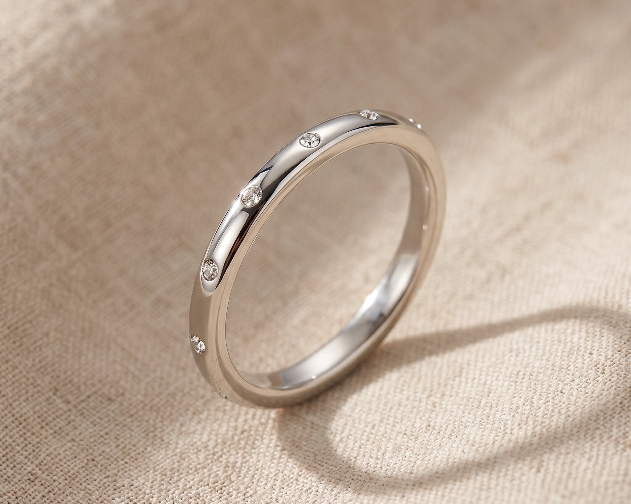 Starlets ring in silver with minimalist slim band design, elegant stacking jewellery gift for her