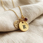 Tokens of Love Necklace with tree charm and birthstone option, personalised necklace design