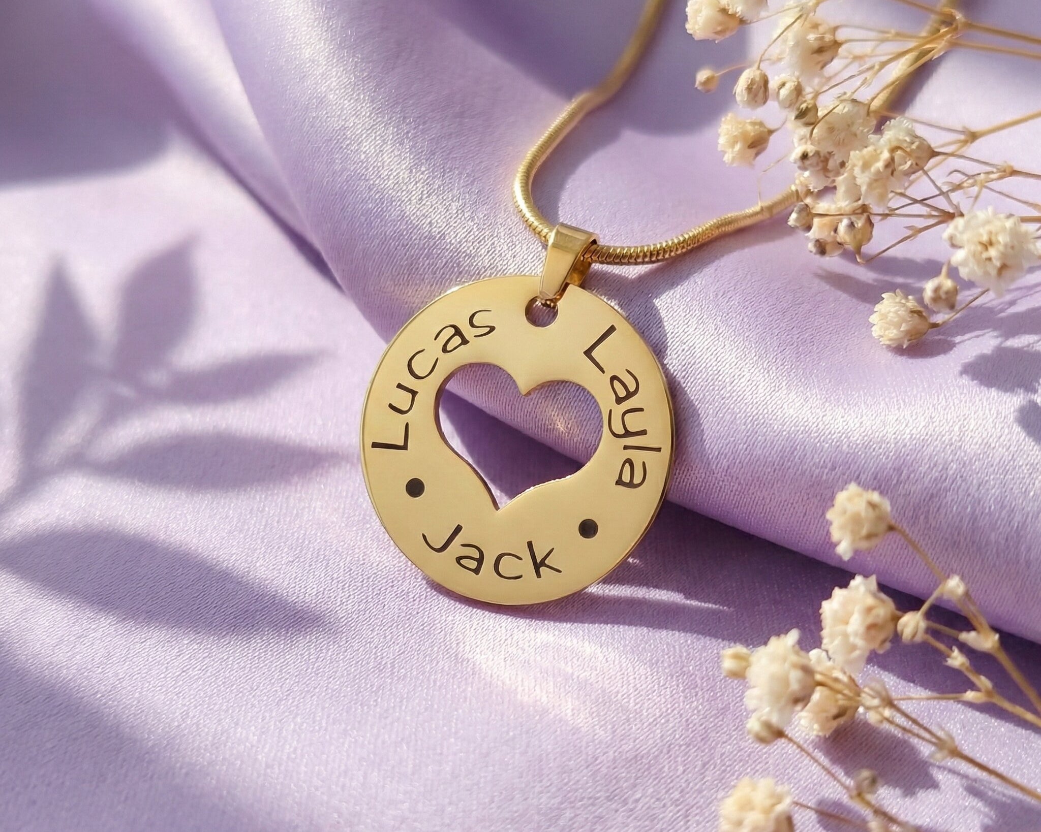 Gold Triple Love Necklace, perfect  gift for mother's day, Mothers Jewellery by Belle Fever