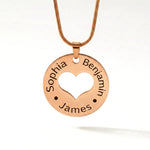 Rose Gold Triple Love Necklace in white background - Mothers Jewellery by Belle Fever