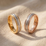 Wisdom ring tone comparison showing two tone gold and two tone rose gold elegant ring options