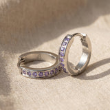 Zircon hoop earrings with sparkling crystal stones, elegant hoop jewellery gift for her