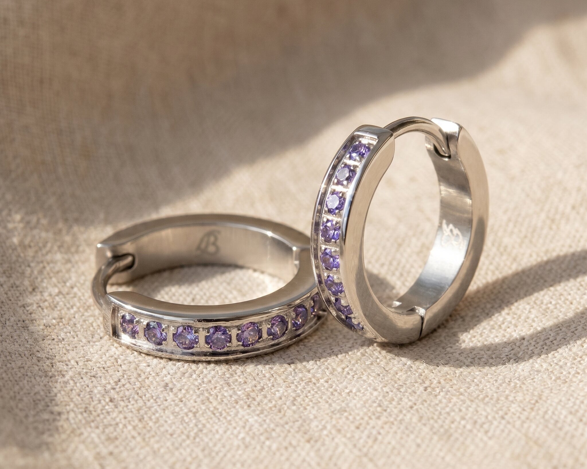 Zircon hoop earrings with sparkling crystal stones, elegant hoop jewellery gift for her