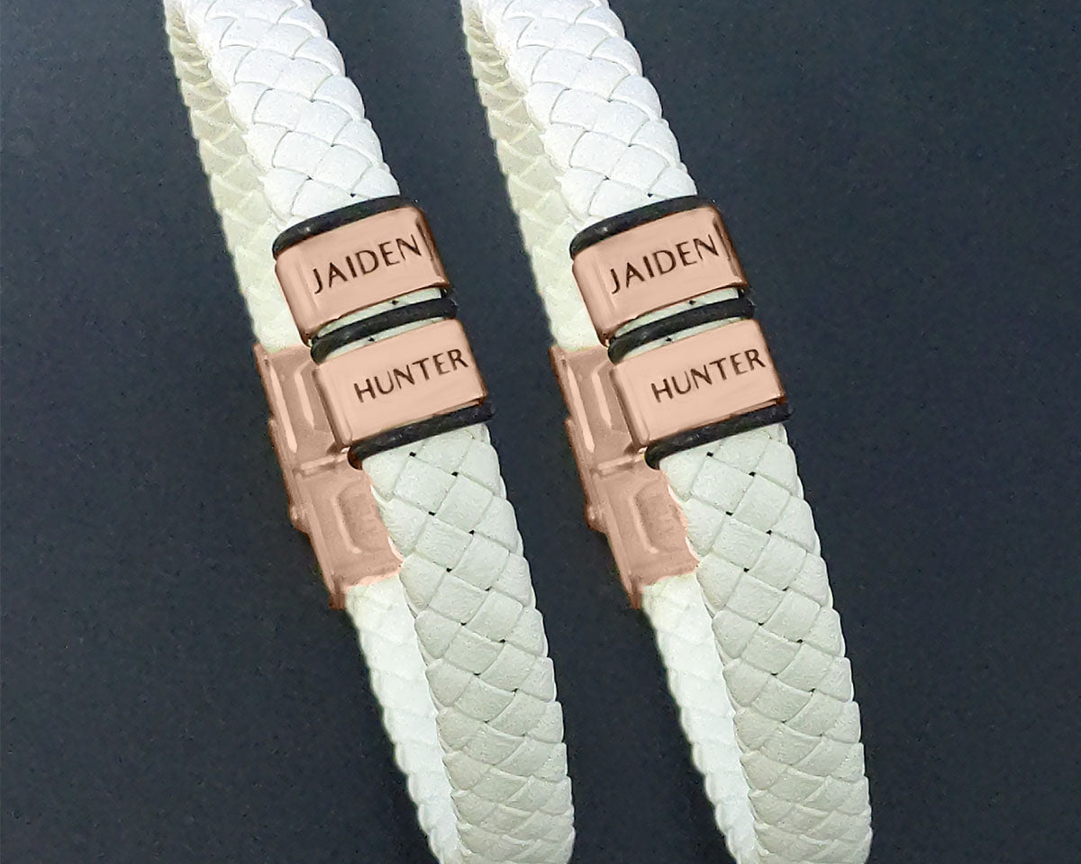BUY ONE GET ONE Personalised Leather Bracelet First 2 Charms FREE | Belle Fever Personalised Jewellery