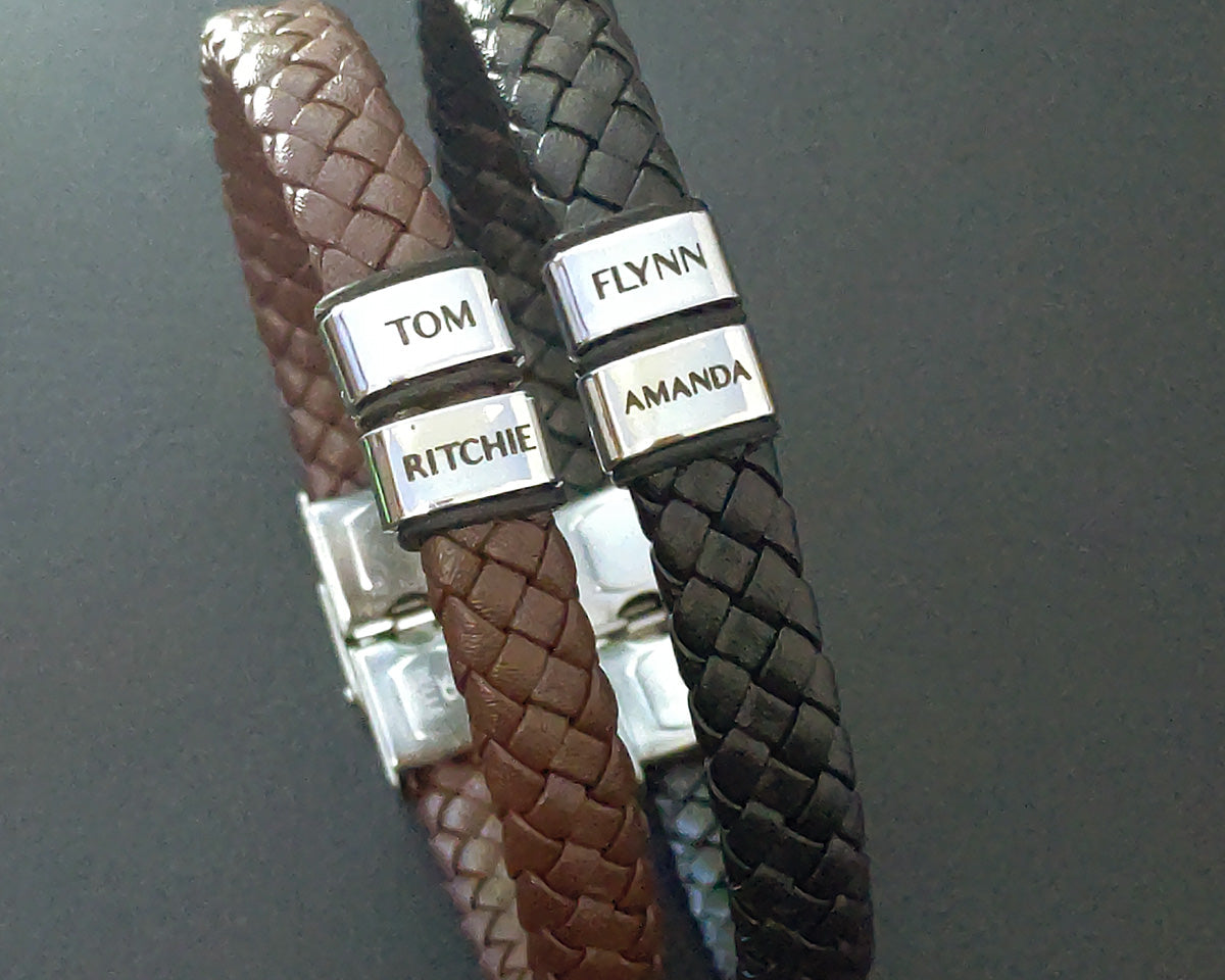 BUY ONE GET ONE Personalised Leather Bracelet First 2 Charms FREE | Belle Fever Personalised Jewellery