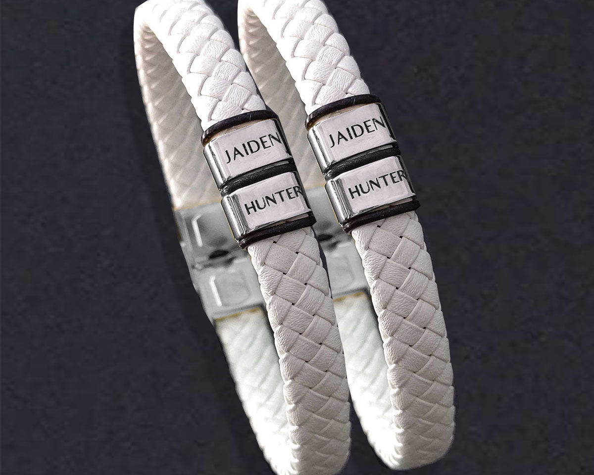 BUY ONE GET ONE Personalised Leather Bracelet First 2 Charms FREE | Belle Fever Personalised Jewellery