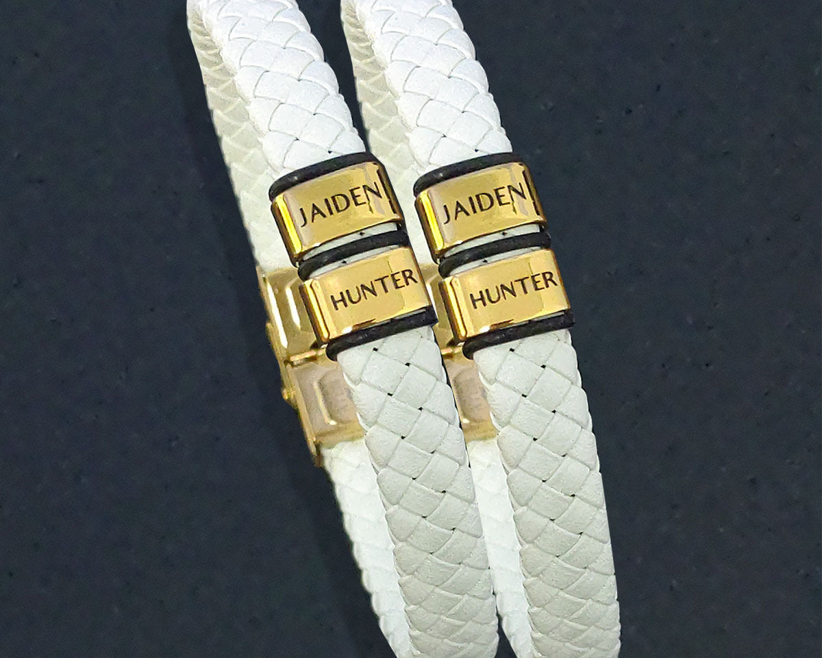 BUY ONE GET ONE Personalised Leather Bracelet First 2 Charms FREE | Belle Fever Personalised Jewellery