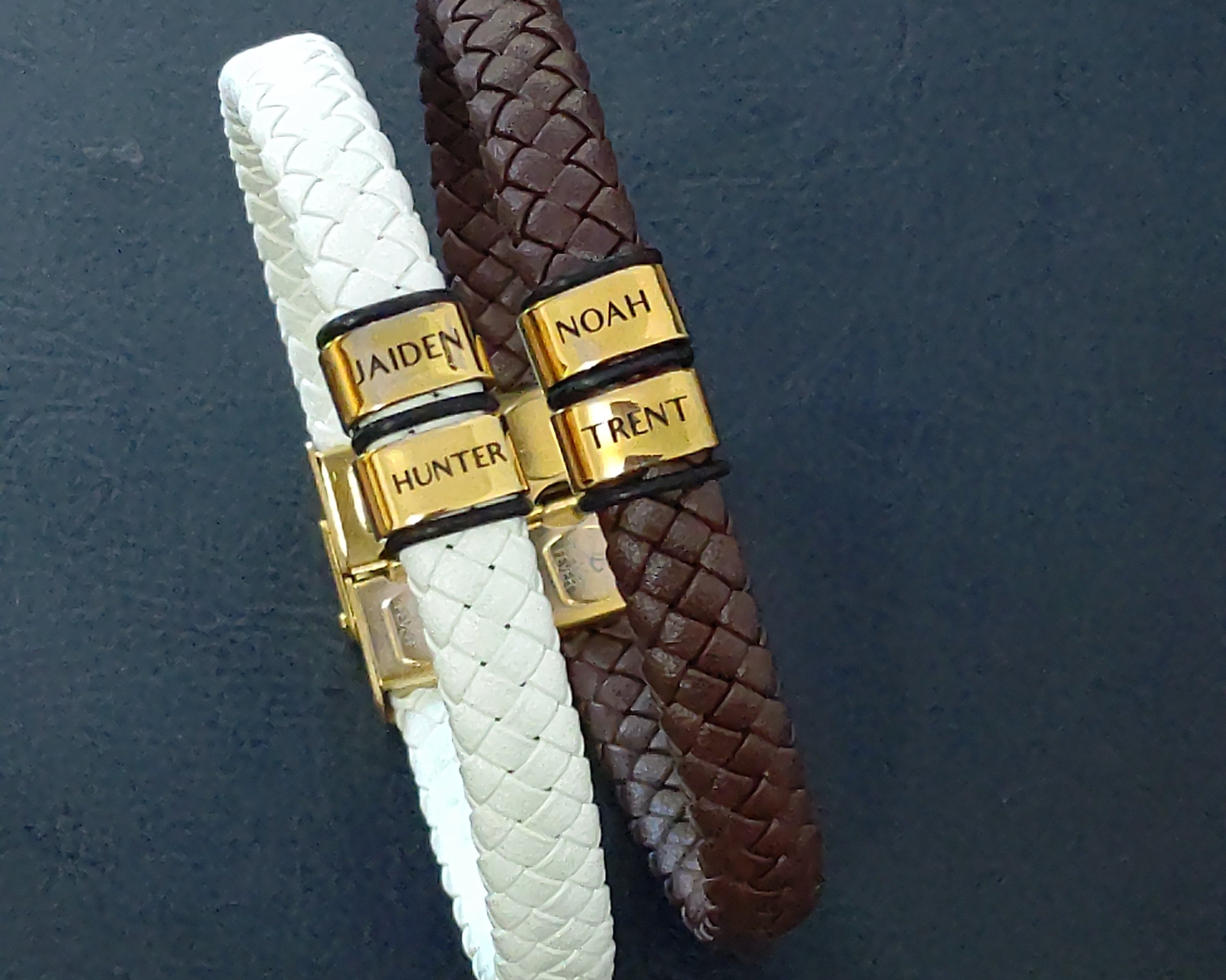 BUY ONE GET ONE Personalised Leather Bracelet First 2 Charms FREE | Belle Fever Personalised Jewellery