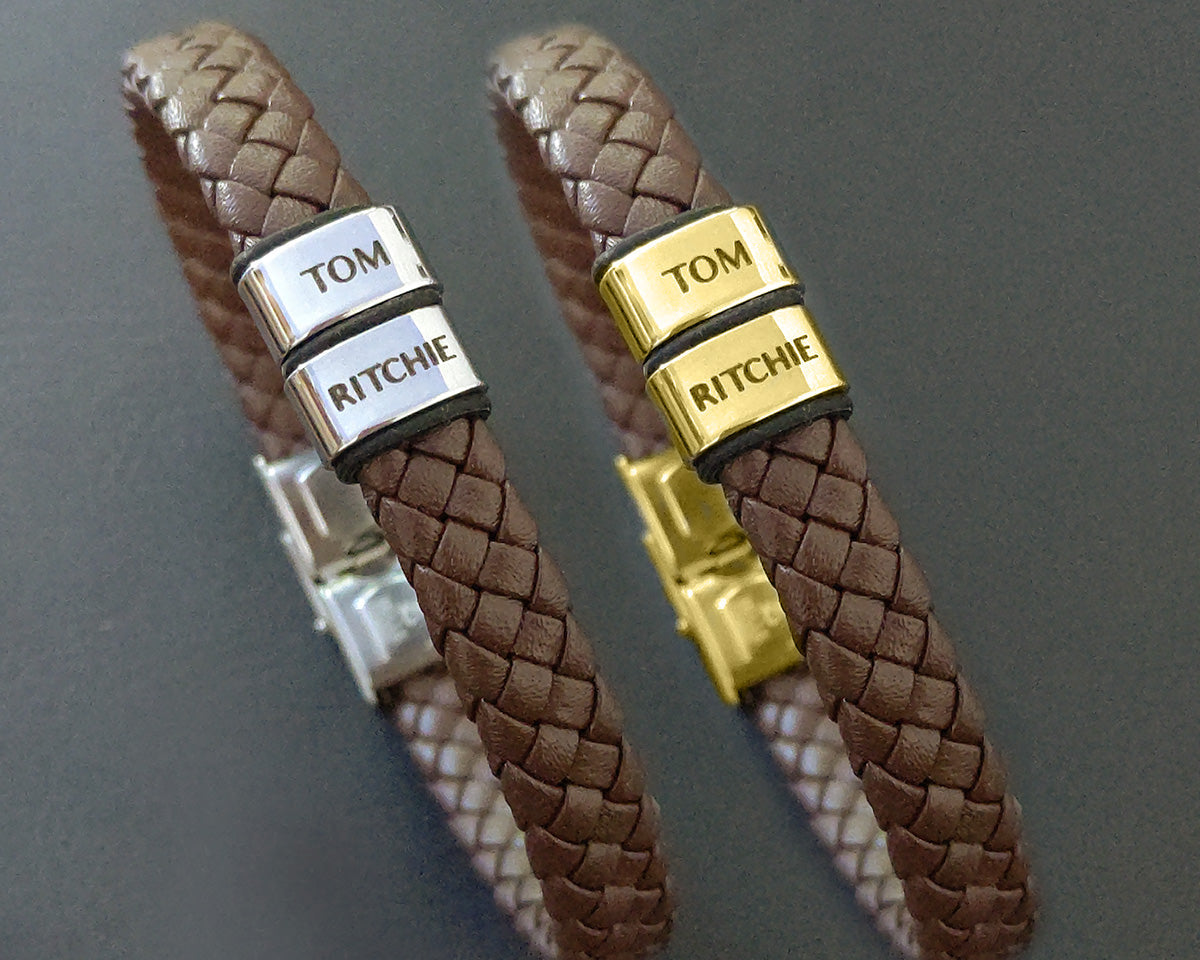 BUY ONE GET ONE Personalised Leather Bracelet First 2 Charms FREE | Belle Fever Personalised Jewellery