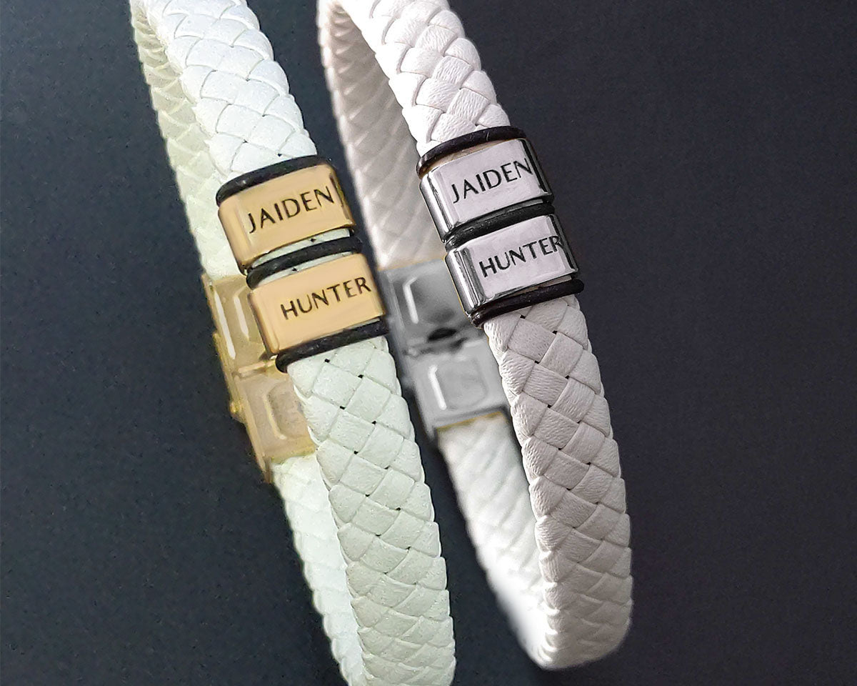 BUY ONE GET ONE Personalised Leather Bracelet First 2 Charms FREE | Belle Fever Personalised Jewellery