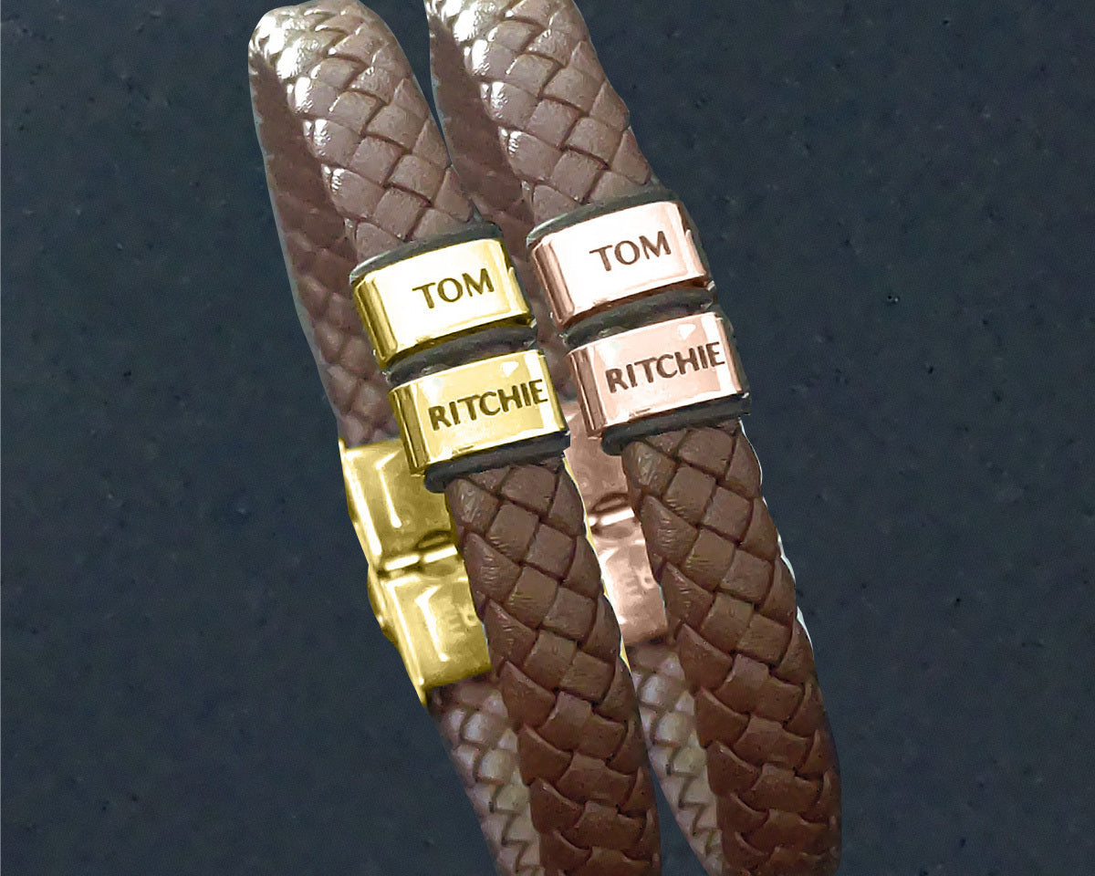 BUY ONE GET ONE Personalised Leather Bracelet First 2 Charms FREE | Belle Fever Personalised Jewellery
