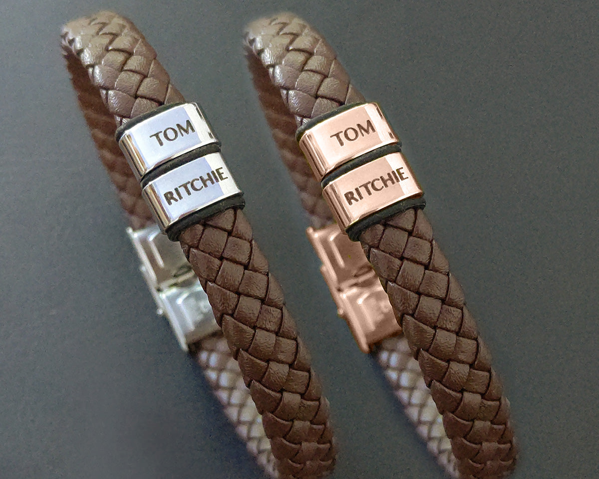 BUY ONE GET ONE Personalised Leather Bracelet First 2 Charms FREE | Belle Fever Personalised Jewellery
