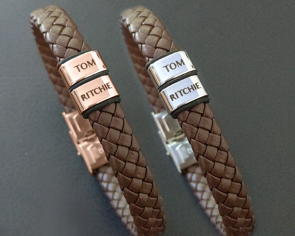 BUY ONE GET ONE Personalised Leather Bracelet First 2 Charms FREE | Belle Fever Personalised Jewellery