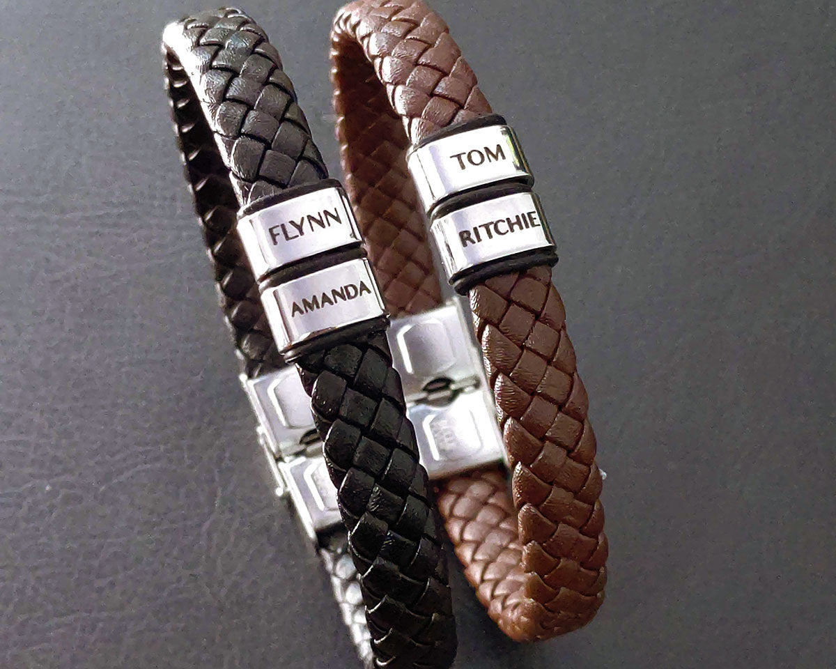BUY ONE GET ONE Personalised Leather Bracelet First 2 Charms FREE | Belle Fever Personalised Jewellery